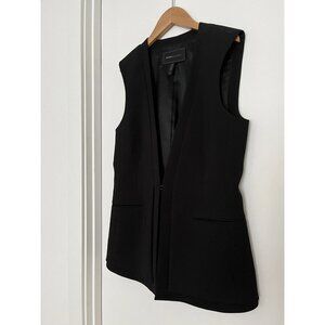 BCBG MaxAzria Women's Sleeveless Blazer Jacket Vest XS Black Tailored Minimalist